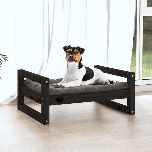 Cama para perros madera maciza de pino negro 55.5x45.5x28 cm M 3
