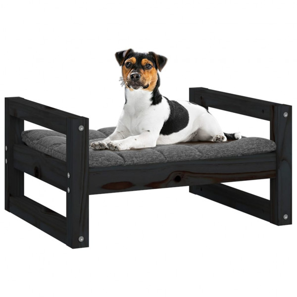 Cama para perros madera maciza de pino negro 55.5x45.5x28 cm M 4