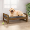 Cama para perros madera maciza pino marrón miel 75.5x55.5x28 cm 1