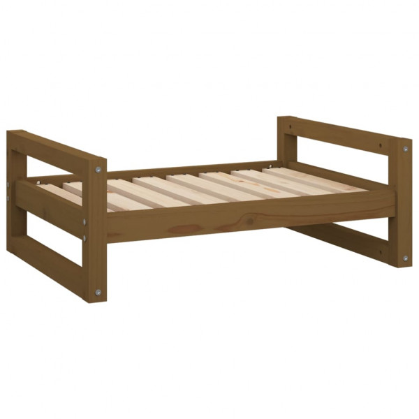Cama para perros madera maciza pino marrón miel 75.5x55.5x28 cm M 2