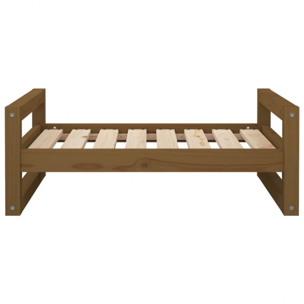 Cama p/ cães 75.5x55.5x28 cm madeira pinho maciça castanho mel M 5
