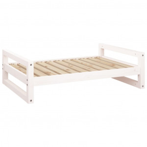Cama para perros madera maciza de pino blanco 95.5x65.5x28 cm H