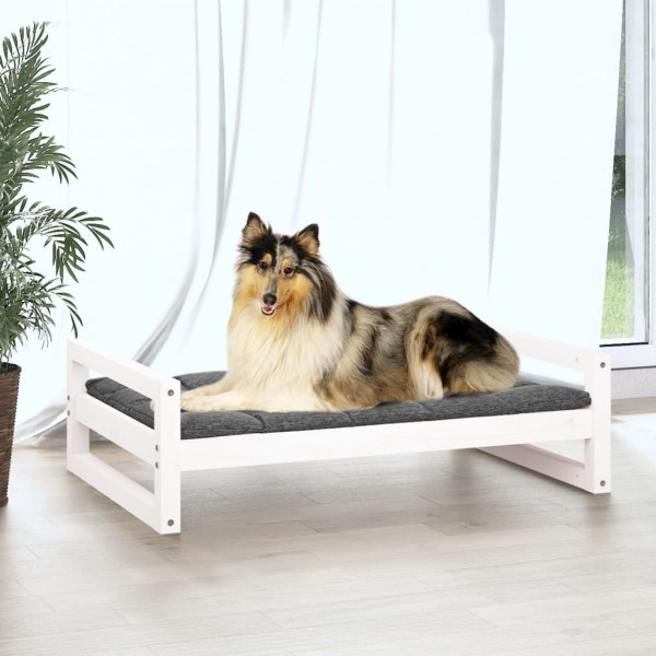 Cama para perros madera maciza de pino blanco 95.5x65.5x28 cm M 3