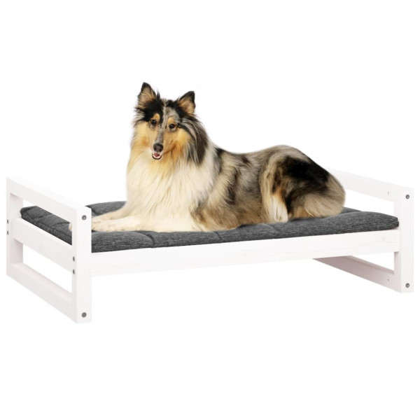 Cama para cães 95.5x65.5x28 cm madeira de pinho maciça branco M 4
