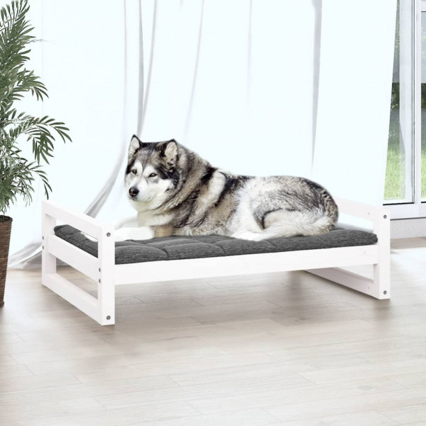 Cama para perros madera maciza de pino blanco 105.5x75.5x28 cm M 3
