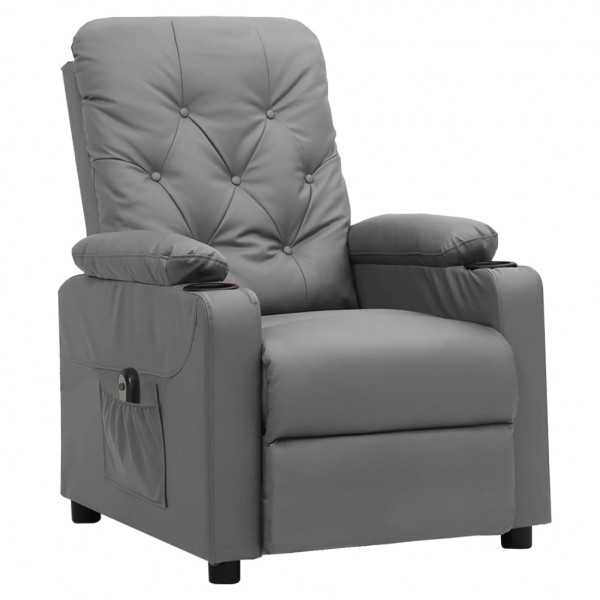 Sillón reclinable eléctrico de cuero sintético gris M 2