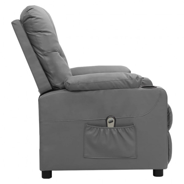 Sillón reclinable eléctrico de cuero sintético gris M 4