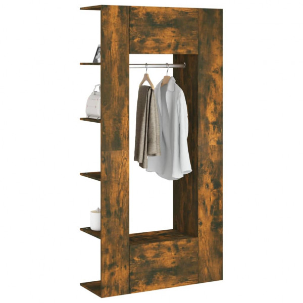 Mueble de recibidor 2 uds madera contrachapada roble ahumado M 4