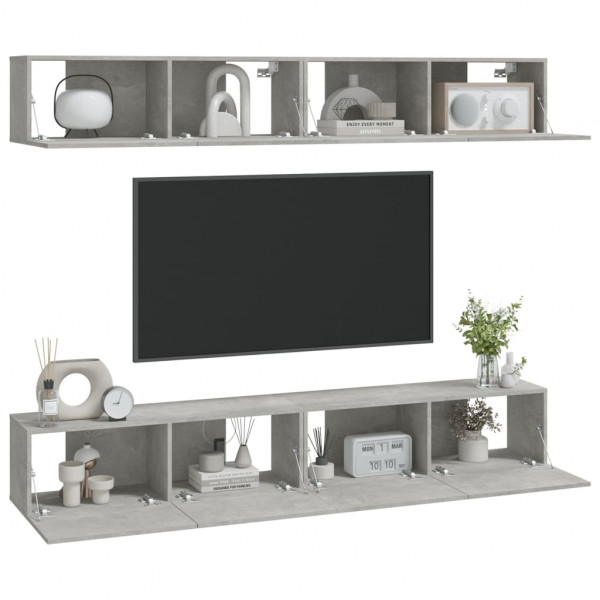 Muebles de TV 4 piezas gris hormigón 100x30x30 cm M 3