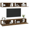 Muebles de TV 4 piezas roble ahumado 100x30x30 cm 3