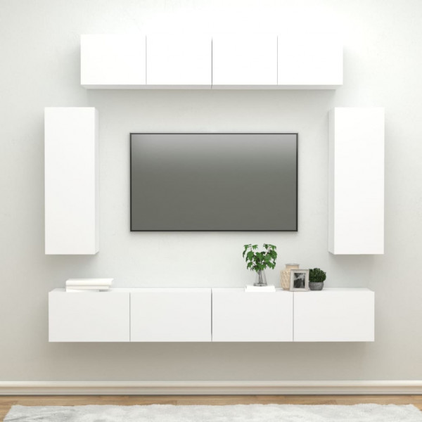 Set de muebles para TV 6 piezas madera contrachapada blanco D
