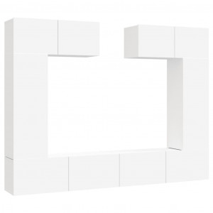 Set de muebles para TV 6 piezas madera contrachapada blanco H