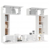 Set de muebles para TV 6 piezas madera contrachapada blanco 4