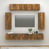 Set de muebles de TV 6 pzas madera contrachapada roble ahumado 1