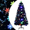 Árbol de Navidad copos de nieve LED fibra óptica negro 120 cm 1