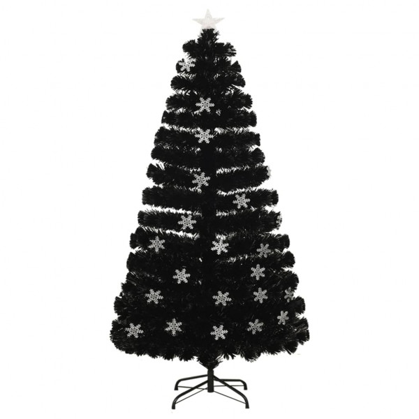 Árbol de Navidad copos de nieve LED fibra óptica negro 120 cm M 2