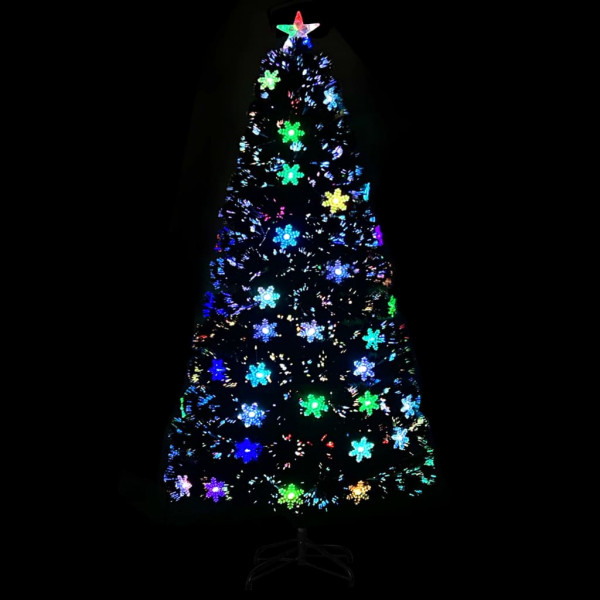 Árbol de Navidad copos de nieve LED fibra óptica negro 120 cm M 3
