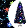 Árbol de Navidad copos de nieve LED fibra óptica negro 150 cm 1