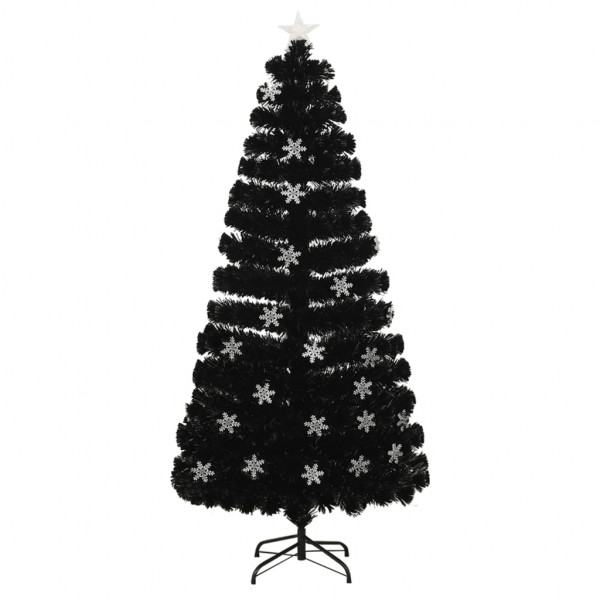 Árbol de Navidad copos de nieve LED fibra óptica negro 150 cm M 2