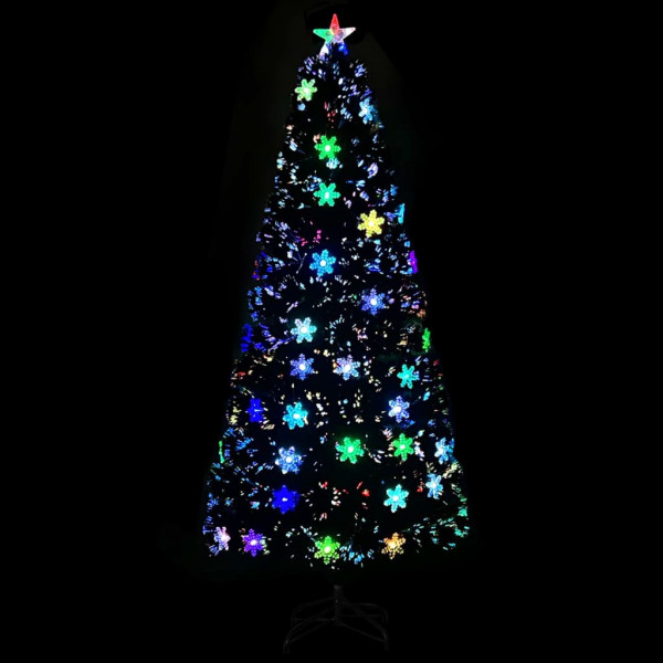 Árbol de Navidad copos de nieve LED fibra óptica negro 180 cm M 3