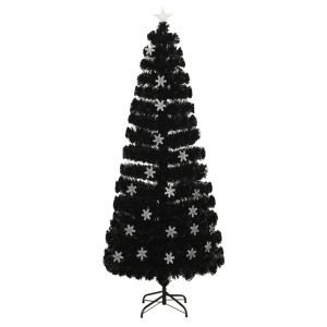 Árvore de Natal com flocos de neve LED 240 cm fibra ótica preto H