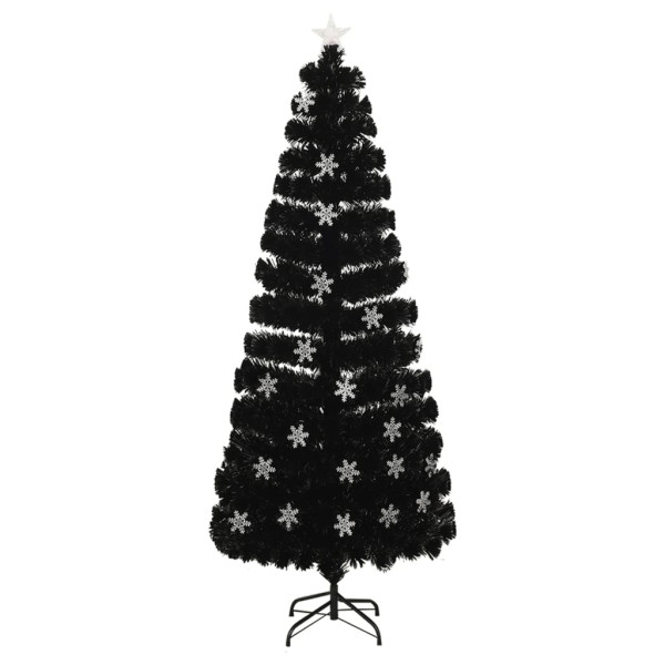 Árvore de Natal com flocos de neve LED 240 cm fibra ótica preto M 2