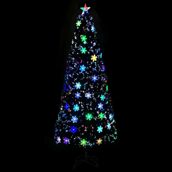 Árbol de Navidad copos de nieve LED fibra óptica negro 240 cm M 3