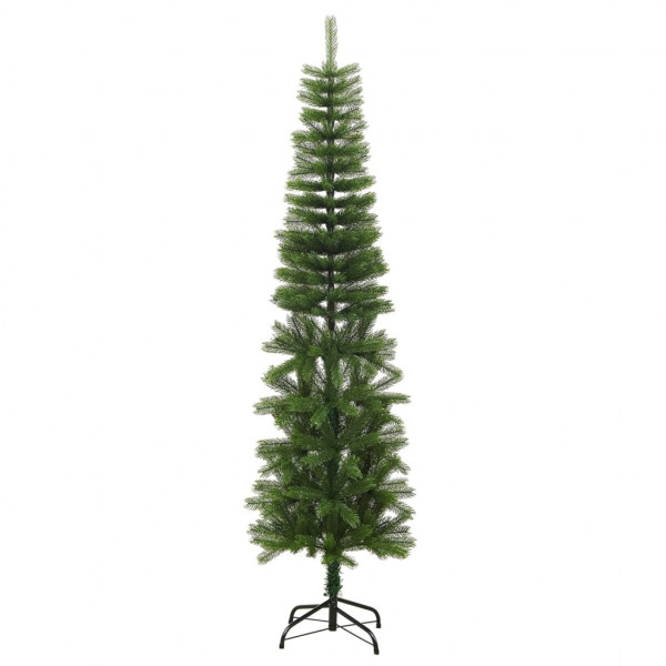 Árvore de Natal artificial fina com suporte PE 210 cm M 2