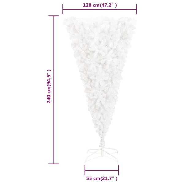 Árvore de Natal artificial invertida com suporte 240 cm branco M 5