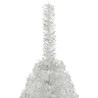 Medio árbol de Navidad artificial con soporte PET plata 180 cm 5