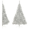 Medio árbol de Navidad artificial con soporte PET plata 240 cm 2