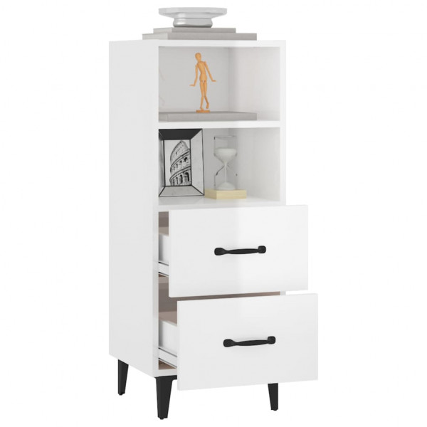 Aparador de madera contrachapada blanco brillante 34.5x34x90 cm M 5