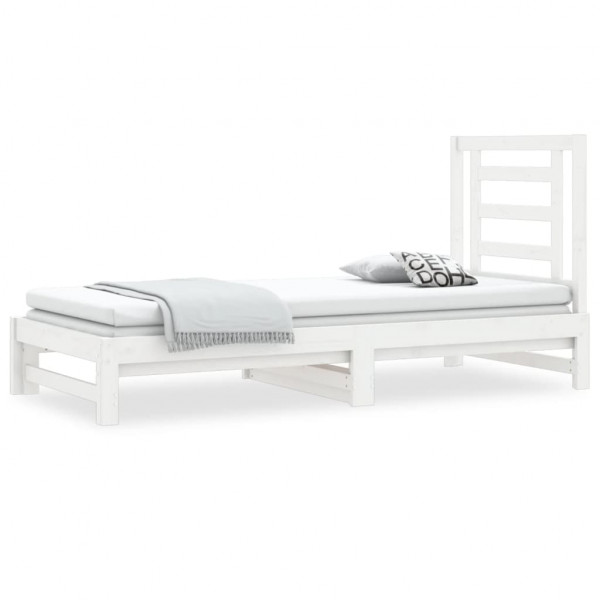 Estrutura sofá-cama de puxar 2x(90x190) cm pinho maciço branco M 2