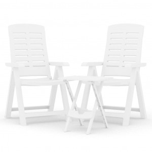 Juego de comedor para jardín 3 piezas polipropileno blanco H