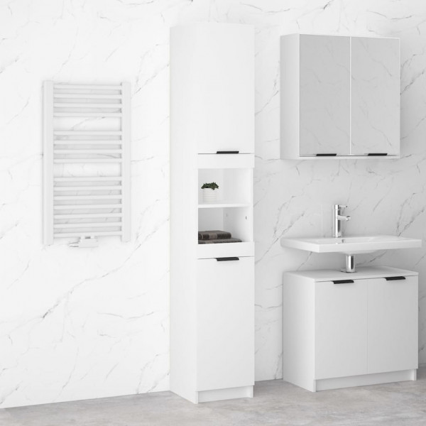 Armario de baño madera contrachapada blanco 32x34x188.5 cm D