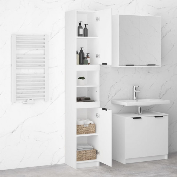 Armario de baño madera contrachapada blanco 32x34x188.5 cm M 4
