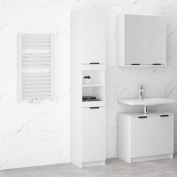 Armario de baño contrachapada blanco brillo 32x34x188.5cm D