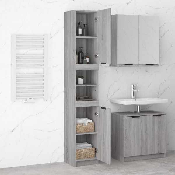 Armario de baño madera contrachapada gris Sonoma 32x34x188.5 cm M 4