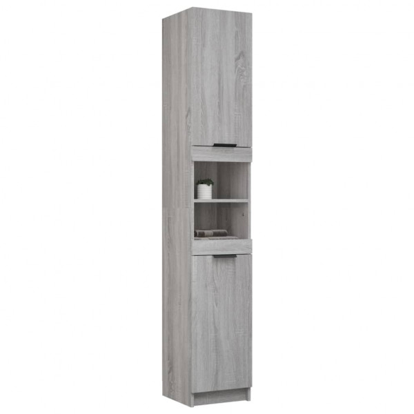 Armario de baño madera contrachapada gris Sonoma 32x34x188.5 cm M 5