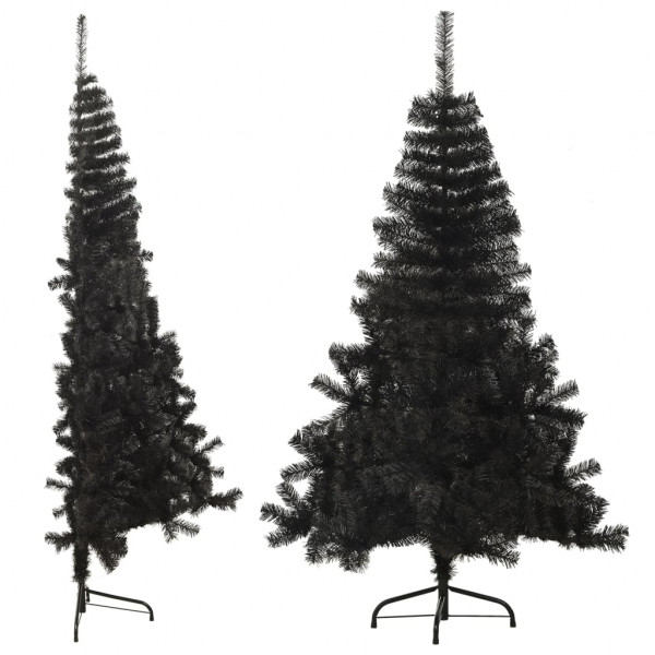 Meia árvore de Natal artificial com suporte 150 cm PVC preto M 2