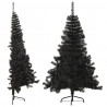 Medio árbol de Navidad artificial con soporte PVC negro 150 cm 2