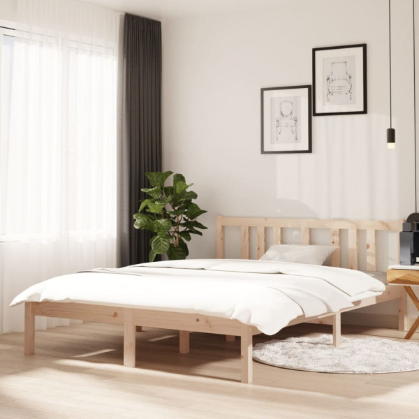 Estructura de cama madera maciza 135x190 cm D
