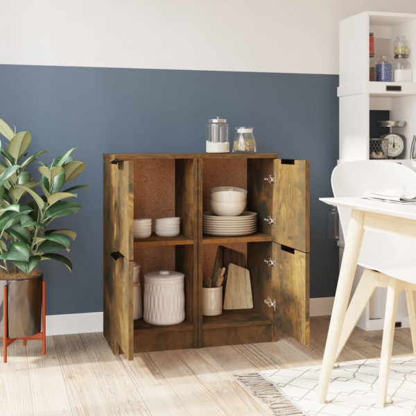 Aparadores 2 pcs 30x30x70 cm madeira processada carvalho fumado M 3