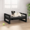 Cama para cães 65.5x50.5x28 cm madeira de pinho maciça preto 1