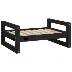 Cama para cães 65.5x50.5x28 cm madeira de pinho maciça preto H