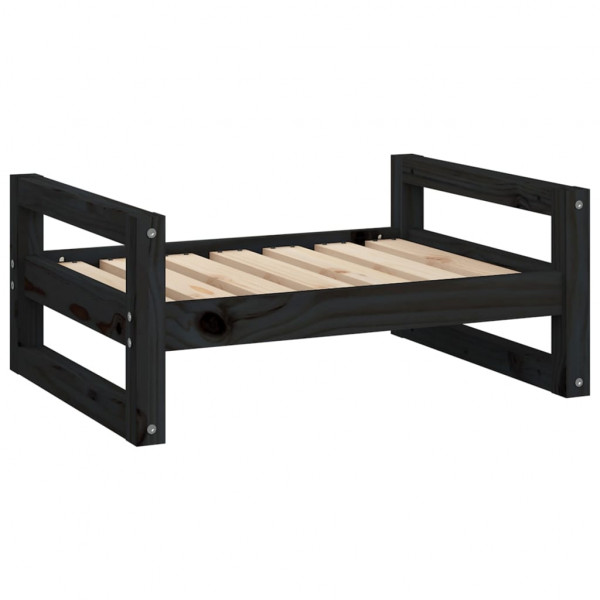 Cama para perros madera maciza de pino negro 65.5x50.5x28 cm M 2