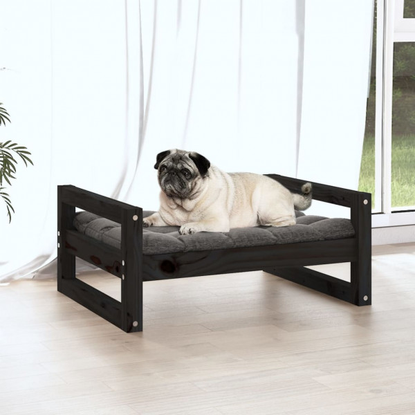 Cama para cães 65.5x50.5x28 cm madeira de pinho maciça preto M 3