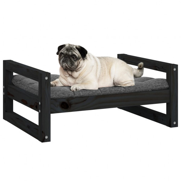 Cama para cães 65.5x50.5x28 cm madeira de pinho maciça preto M 4