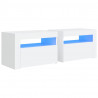 Mesitas de noche con LED 2 unidades blanco 60x35x40 cm 2