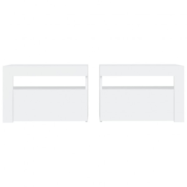 Mesitas de noche con LED 2 unidades blanco 60x35x40 cm M 4